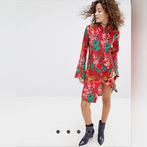 H! By Henry Holland Tiger Print Shirt Dress, VGUC, Size EU 42/L